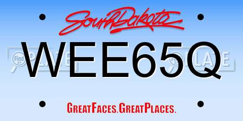 WEE65Q South Dakota License Plate