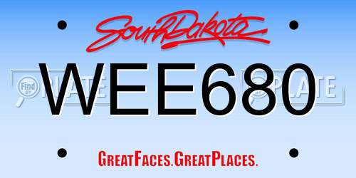 WEE680 South Dakota License Plate