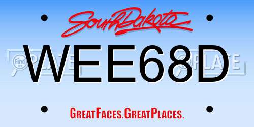 WEE68D South Dakota License Plate