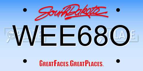 WEE68O South Dakota License Plate