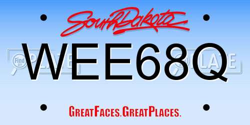 WEE68Q South Dakota License Plate