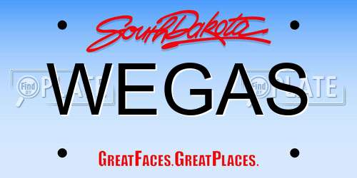 WEGAS South Dakota License Plate