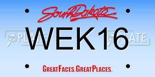 WEK16 South Dakota License Plate