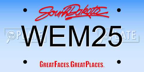 WEM25 South Dakota License Plate
