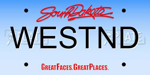 WESTND South Dakota License Plate