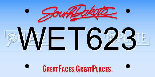 WET623 South Dakota License Plate
