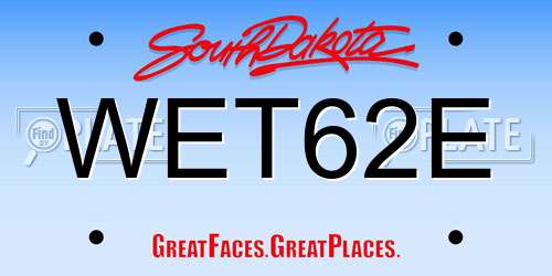 WET62E South Dakota License Plate