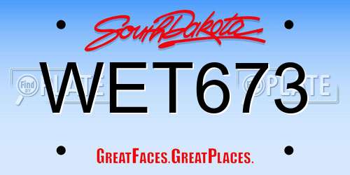 WET673 South Dakota License Plate