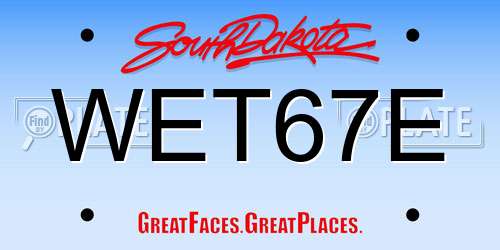 WET67E South Dakota License Plate