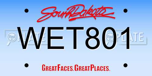 WET801 South Dakota License Plate