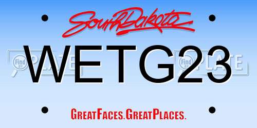 WETG23 South Dakota License Plate