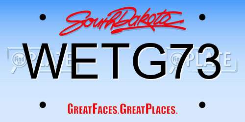 WETG73 South Dakota License Plate