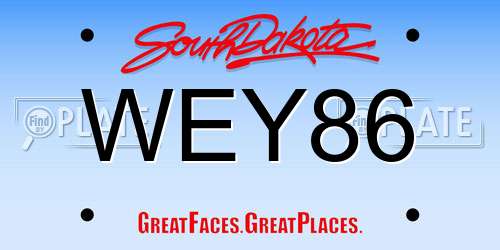 WEY86 South Dakota License Plate