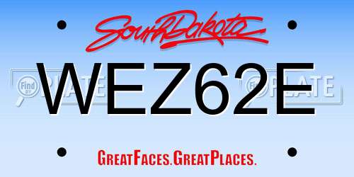 WEZ62E South Dakota License Plate