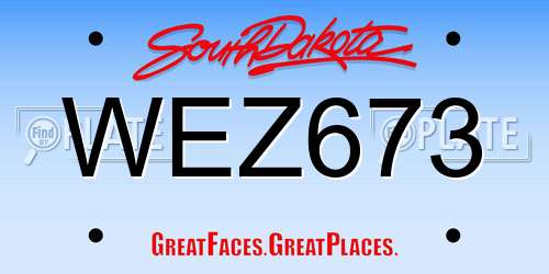 WEZ673 South Dakota License Plate