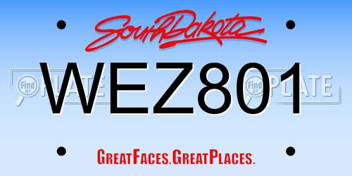 WEZ801 South Dakota License Plate