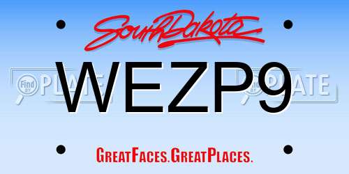 WEZP9 South Dakota License Plate