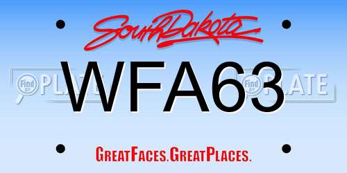WFA63 South Dakota License Plate