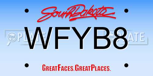 WFYB8 South Dakota License Plate