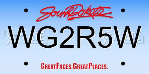 WG2R5W South Dakota License Plate