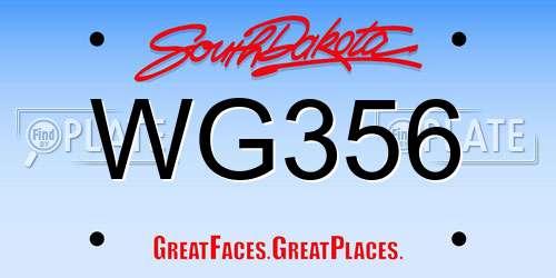WG356 South Dakota License Plate