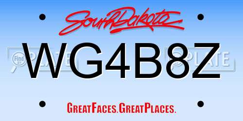 WG4B8Z South Dakota License Plate