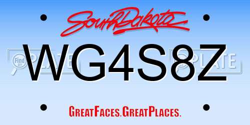WG4S8Z South Dakota License Plate