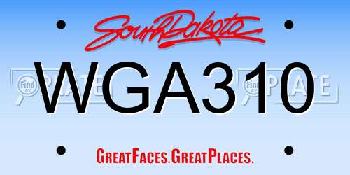 WGA310 South Dakota License Plate