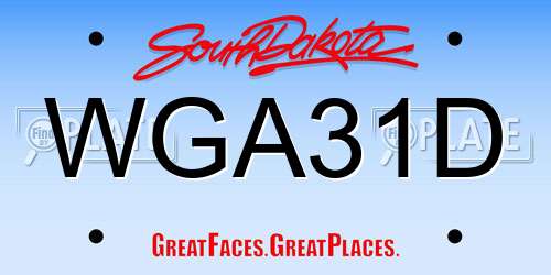 WGA31D South Dakota License Plate