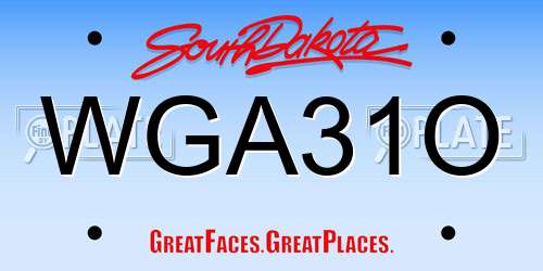 WGA31O South Dakota License Plate