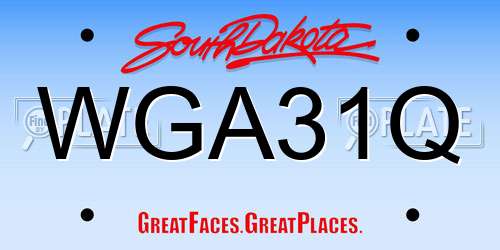 WGA31Q South Dakota License Plate