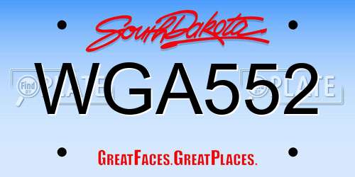 WGA552 South Dakota License Plate