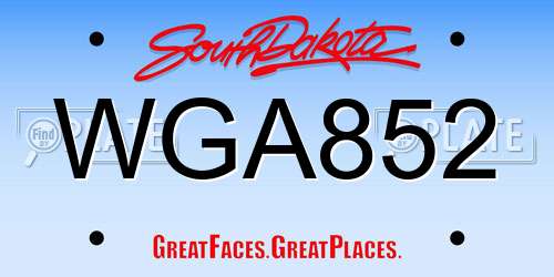 WGA852 South Dakota License Plate