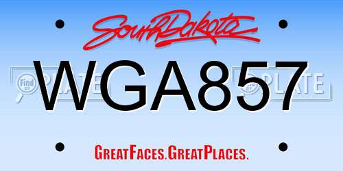 WGA857 South Dakota License Plate