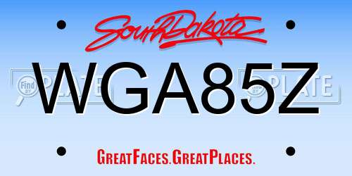 WGA85Z South Dakota License Plate