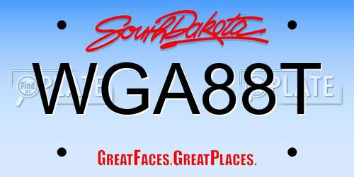WGA88T South Dakota License Plate