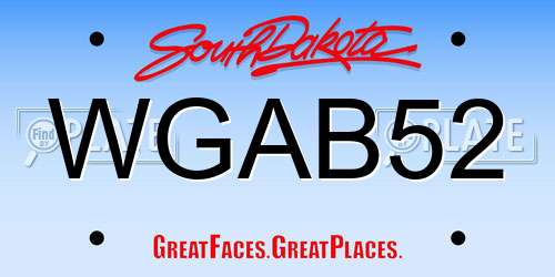 WGAB52 South Dakota License Plate