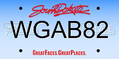 WGAB82 South Dakota License Plate