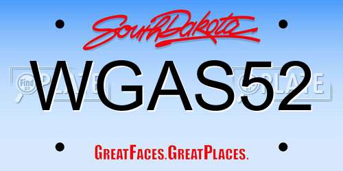 WGAS52 South Dakota License Plate
