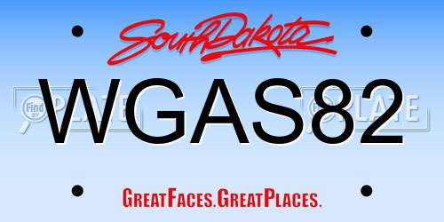 WGAS82 South Dakota License Plate