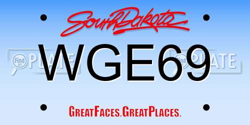 WGE69 South Dakota License Plate