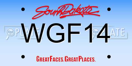 WGF14 South Dakota License Plate