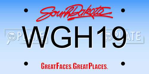 WGH19 South Dakota License Plate