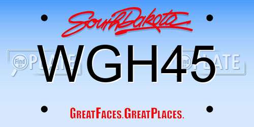 WGH45 South Dakota License Plate