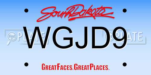 WGJD9 South Dakota License Plate