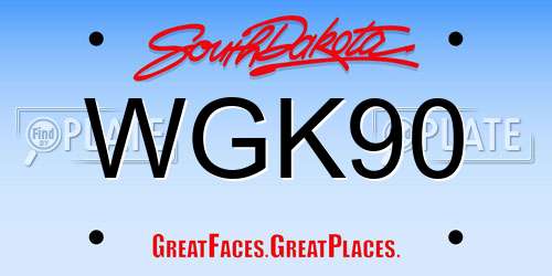 WGK90 South Dakota License Plate