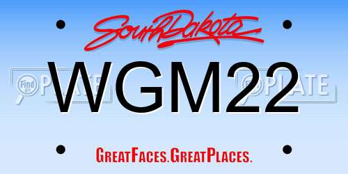 WGM22 South Dakota License Plate