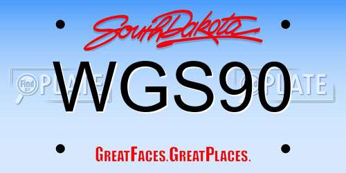 WGS90 South Dakota License Plate