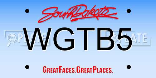 WGTB5 South Dakota License Plate