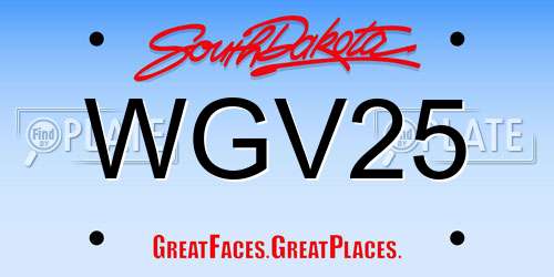WGV25 South Dakota License Plate